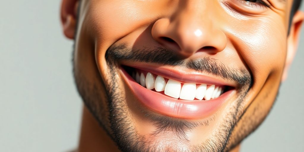 Man with glowing skin demonstrating healthy skincare tips.